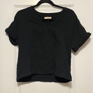 Black V-Neck Blouse